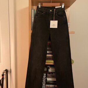 B Sides Jeans Black Plein High Straight Denim 24 x 27 NWT